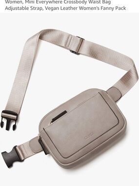 Cluci Taupe Faux Leather Belt Bag with Nylon Strap